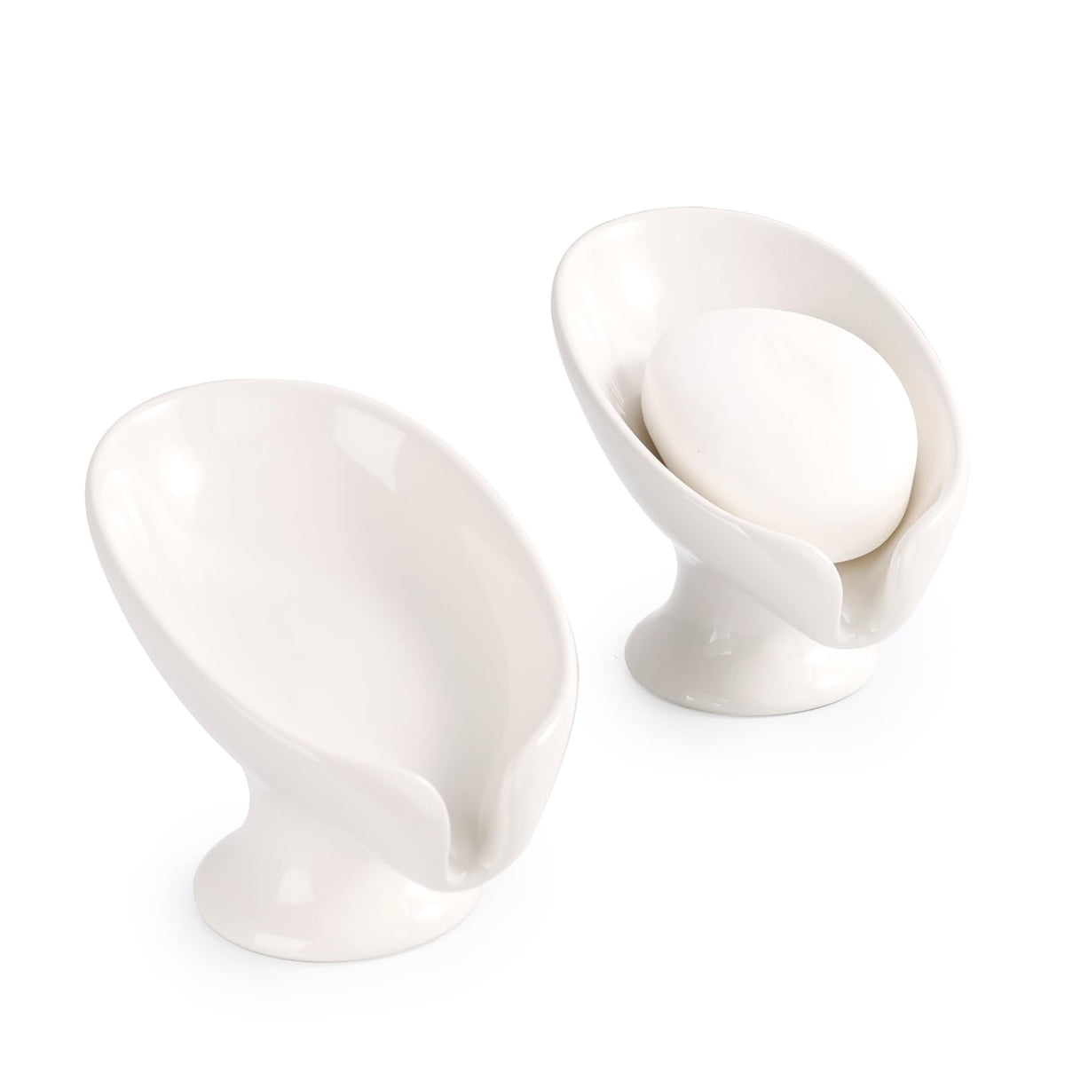 Soap Dish, Self Draining Bar Soap Holder for Bathroom Sink, Leaf Shaped Drainage Ceramic Speckled Soap Dish Porcelain Decorative Soap Dishes, ANTIS'S HOME