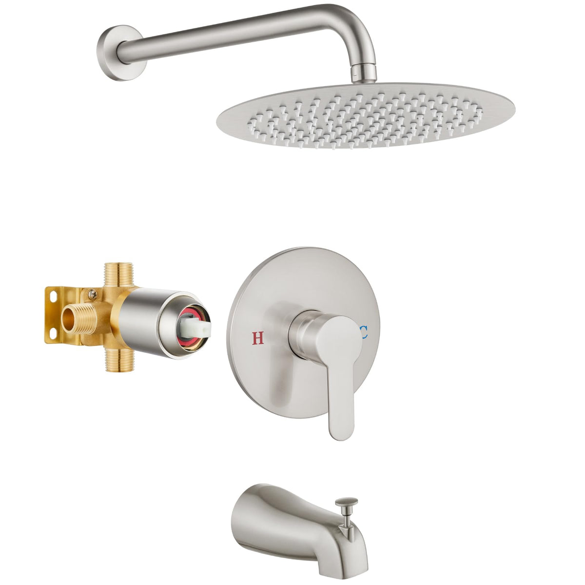 Airuida Shower Faucet Set with Tub Spout,6" Bathtub Faucet-Matte Black