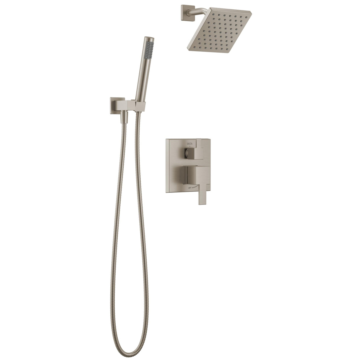 Delta Modern Square Shower System Faucet Set, Brushed Gold 6.5-inch Shower Head and Handle Set, Valve Trim Kit, Champagne Bronze T342703-CZ (Valve Not Included)