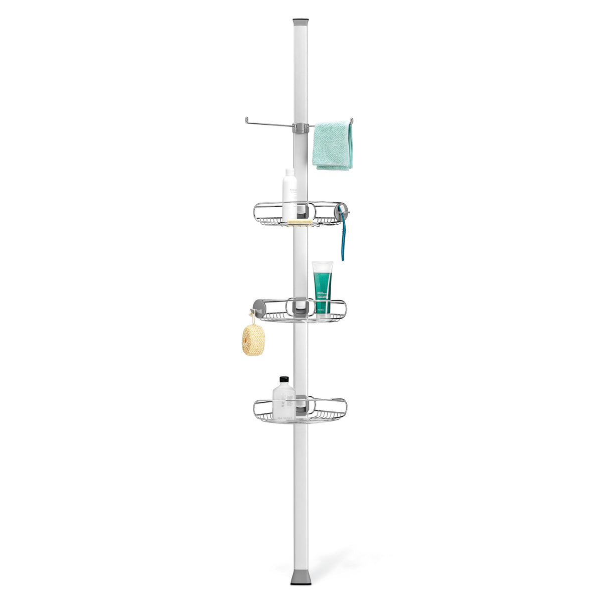 simplehuman 8' Tension Pole Shower Caddy, Stainless Steel and Anodized Aluminum