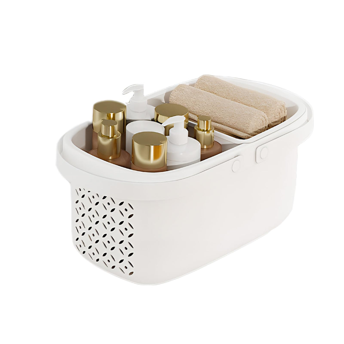 Pulseplay Portable Plastic Shower Caddy Basket with Handle Cream