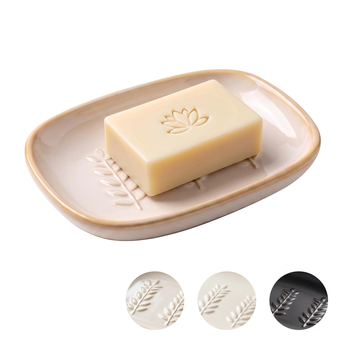 Ceramic Soap Dish for Bathroom, Decorative Bar Soap Holder