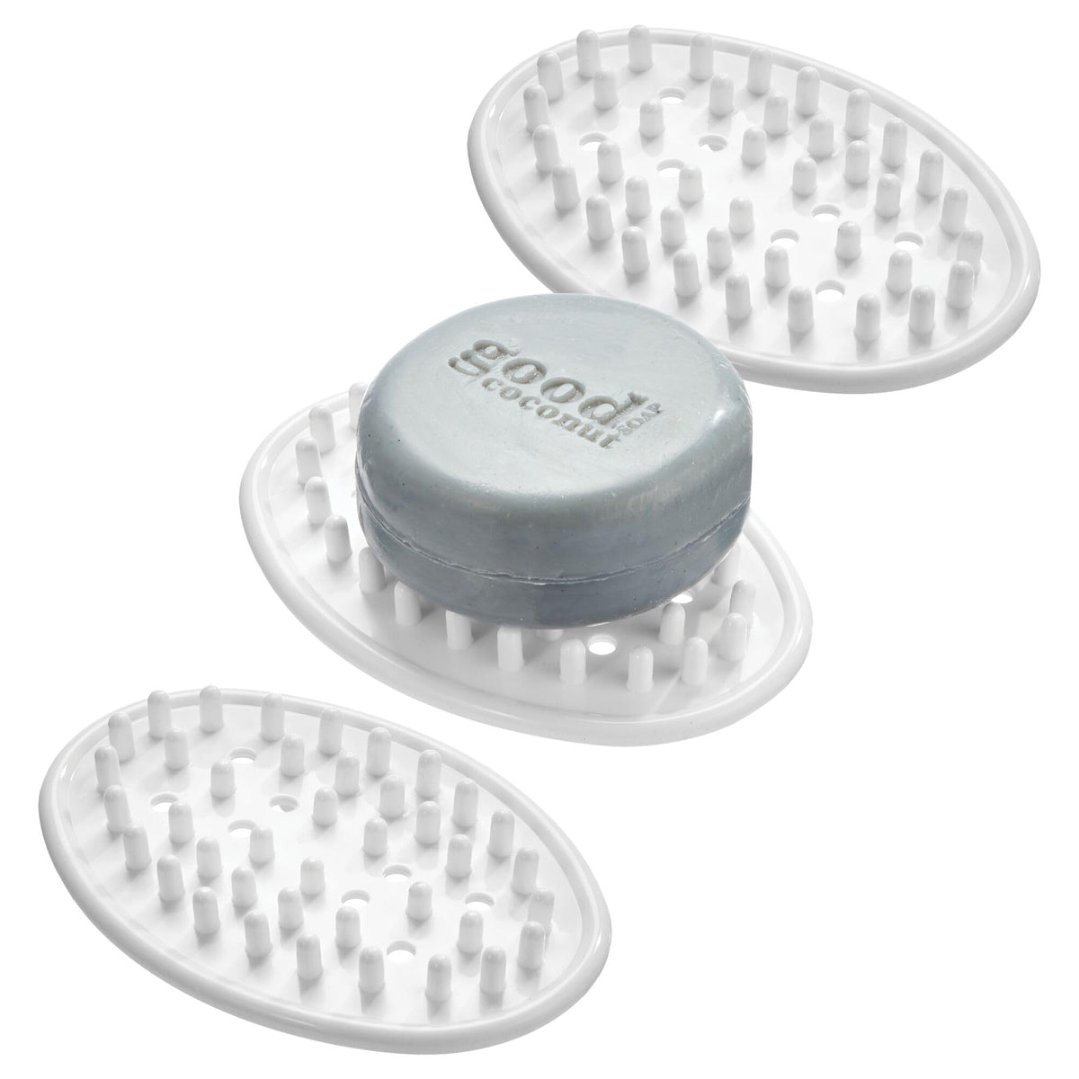 iDesign Plastic Soap Dish, Set of 3, Clear