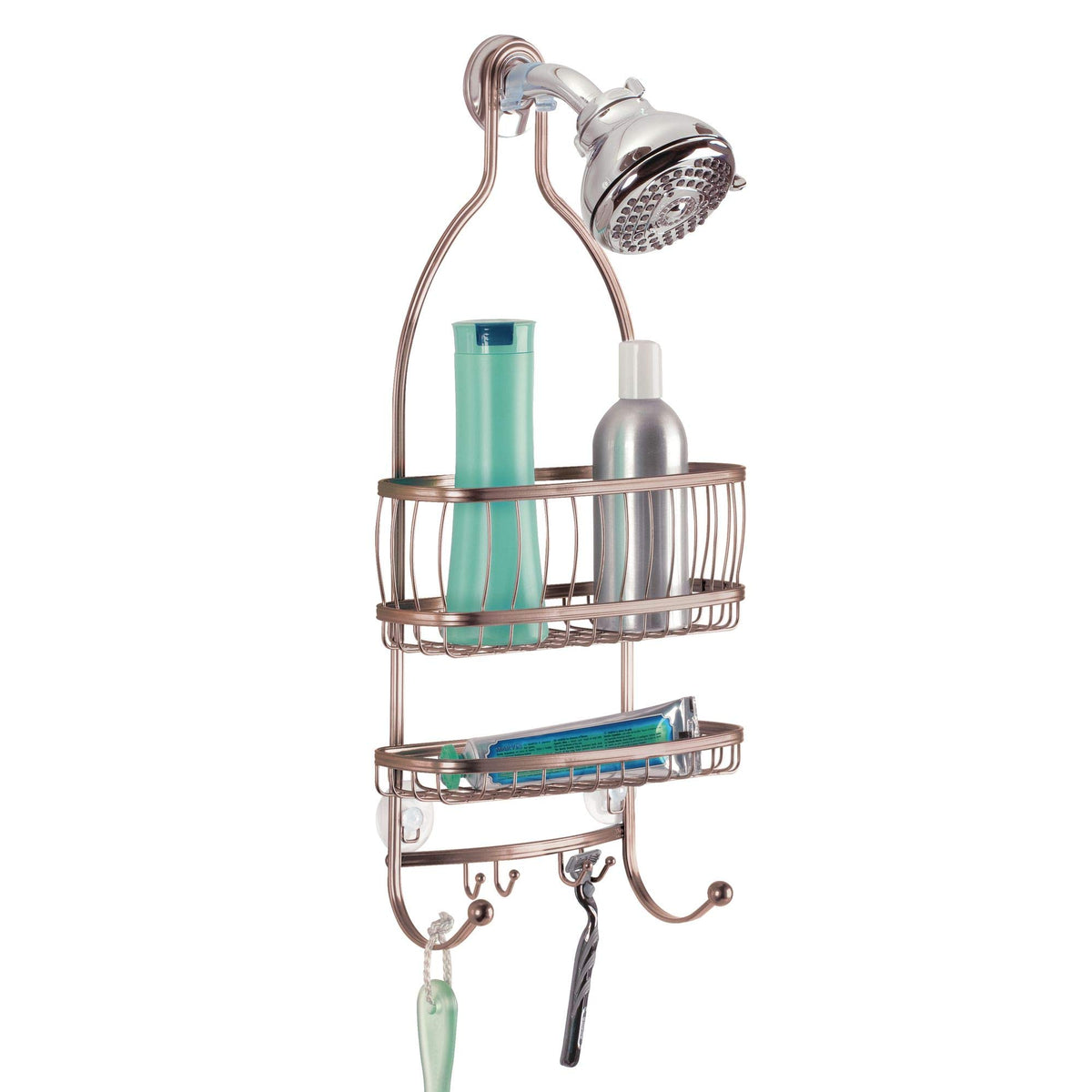 iDesign York Metal Wire Hanging Shower Caddy, Satin Silver