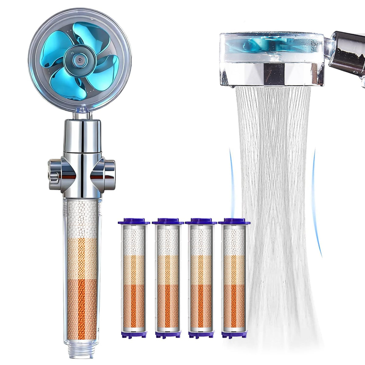 CWPW High Pressure Handheld Showerhead with filters,Vortex hydro jet Turbo