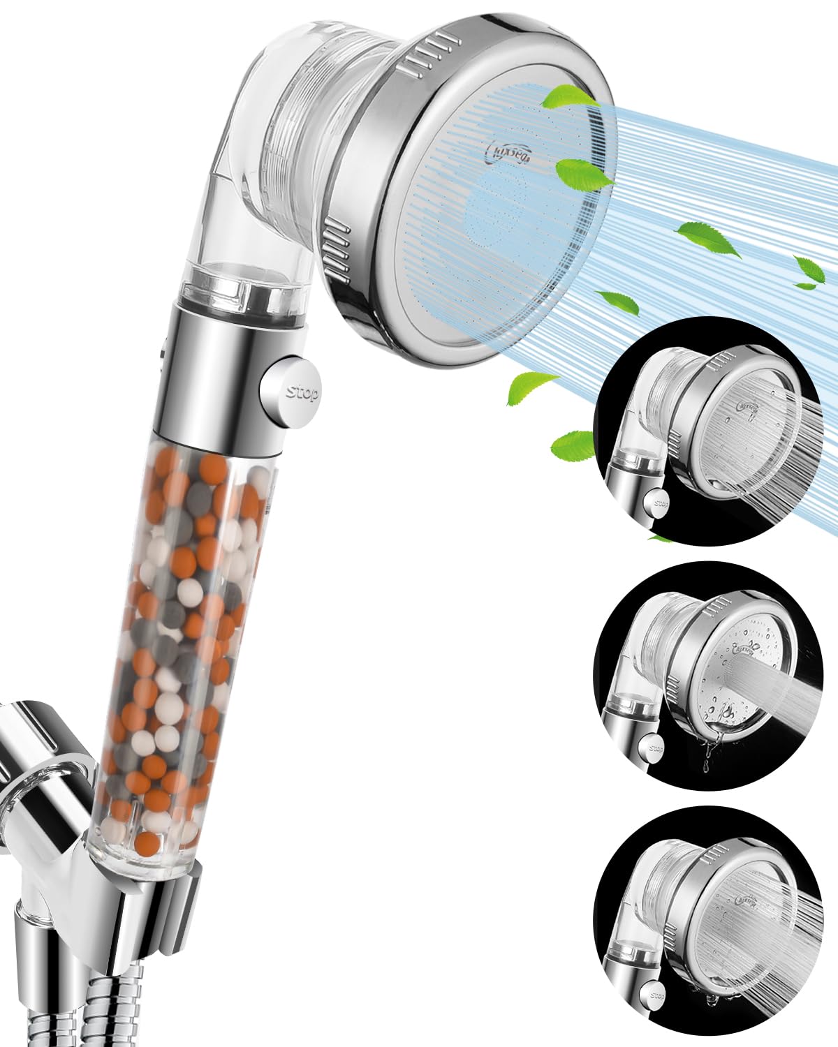 Filtered Shower Head with Handheld, High Pressure, for Hard Water