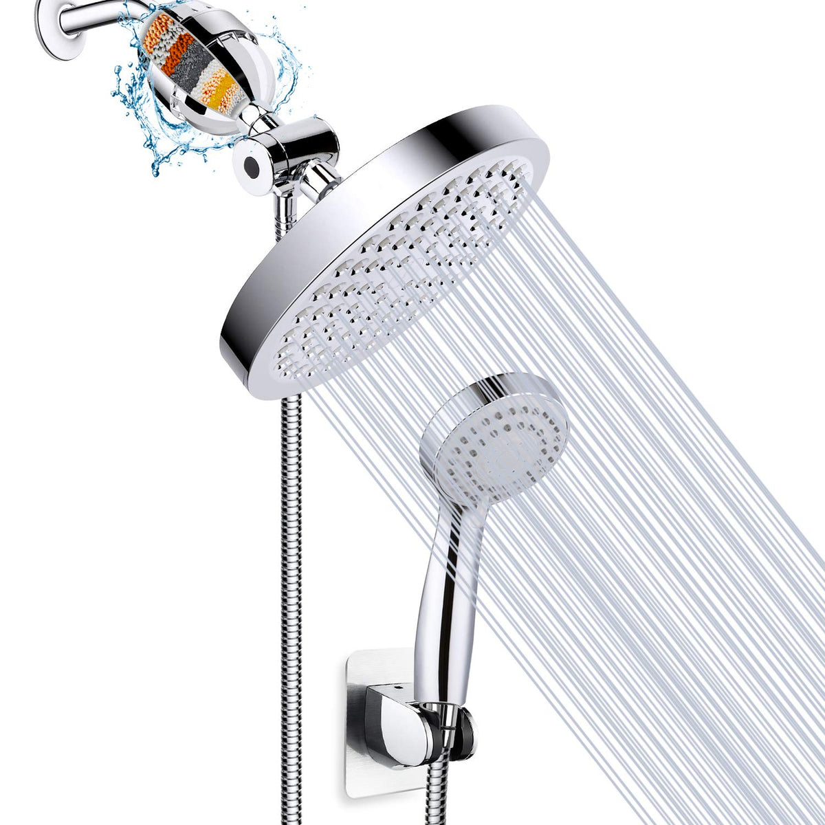 Filtered Shower Head with Handheld, High Pressure Rainfall Shower Head