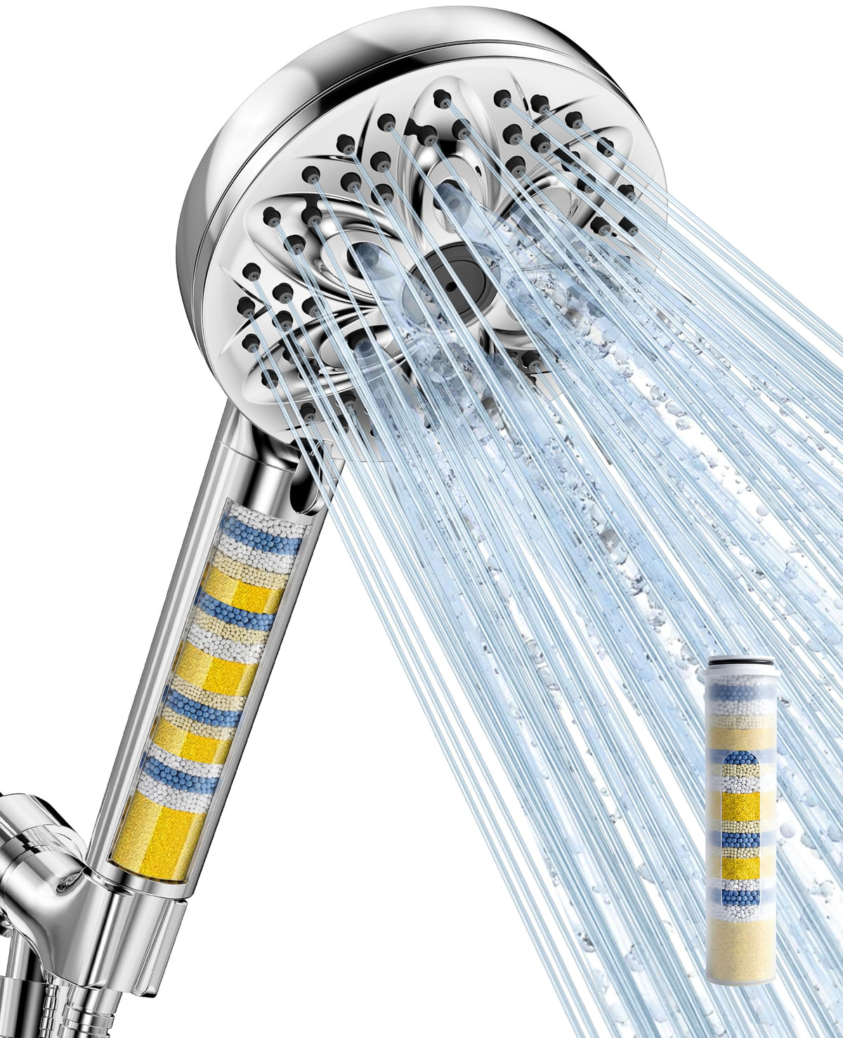 JDO Shower Head with Handheld, High Pressure Handheld 6 Settings, Detachable Shower Head Set with Stainless Steel Hose and Shower Bracket (Matte Black)