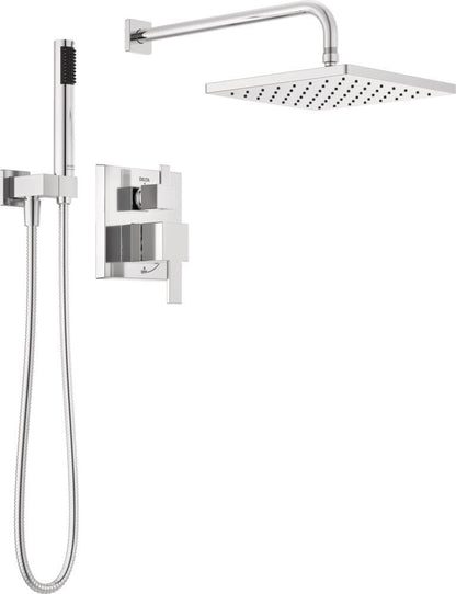Delta Modern 14 Series Square Rain Shower System Faucet Set, Rainfall Brushed Gold Shower Head and Handle Set, Valve Trim Kit, 10 Inch, Champagne Bronze 342701-CZ
