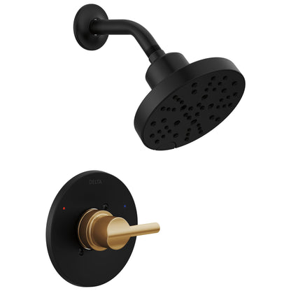 Delta Nicoli 14 Series H2Okinetic Shower Faucet Set, Brushed Gold Shower Head and Handle Set, Valve Trim Kit, Champagne Bronze 142749-CZ (Shower Valve Included)