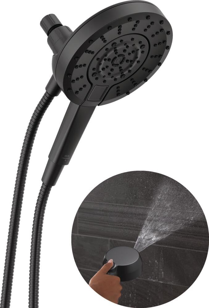 Delta 6-Setting In2ition 2-in-1 Dual Shower Head with Handheld High Pressure ProClean Spray, Brushed Nickel Detachable Shower Head with Hose, 1.75 GPM Flow Rate, Satin Nickel 75655SN