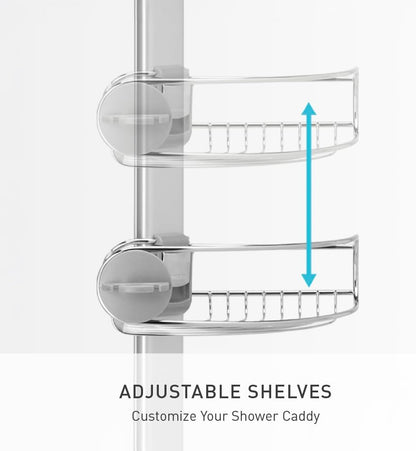 simplehuman 8' Tension Pole Shower Caddy, Stainless Steel and Anodized Aluminum