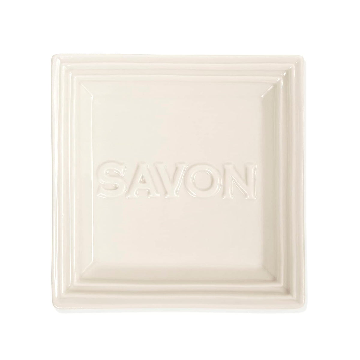 Pre de Provence Marseille Olive Oil Ceramic Soap Dish, Keeps Bar Dry and Protects Countertops, 4.3" Square