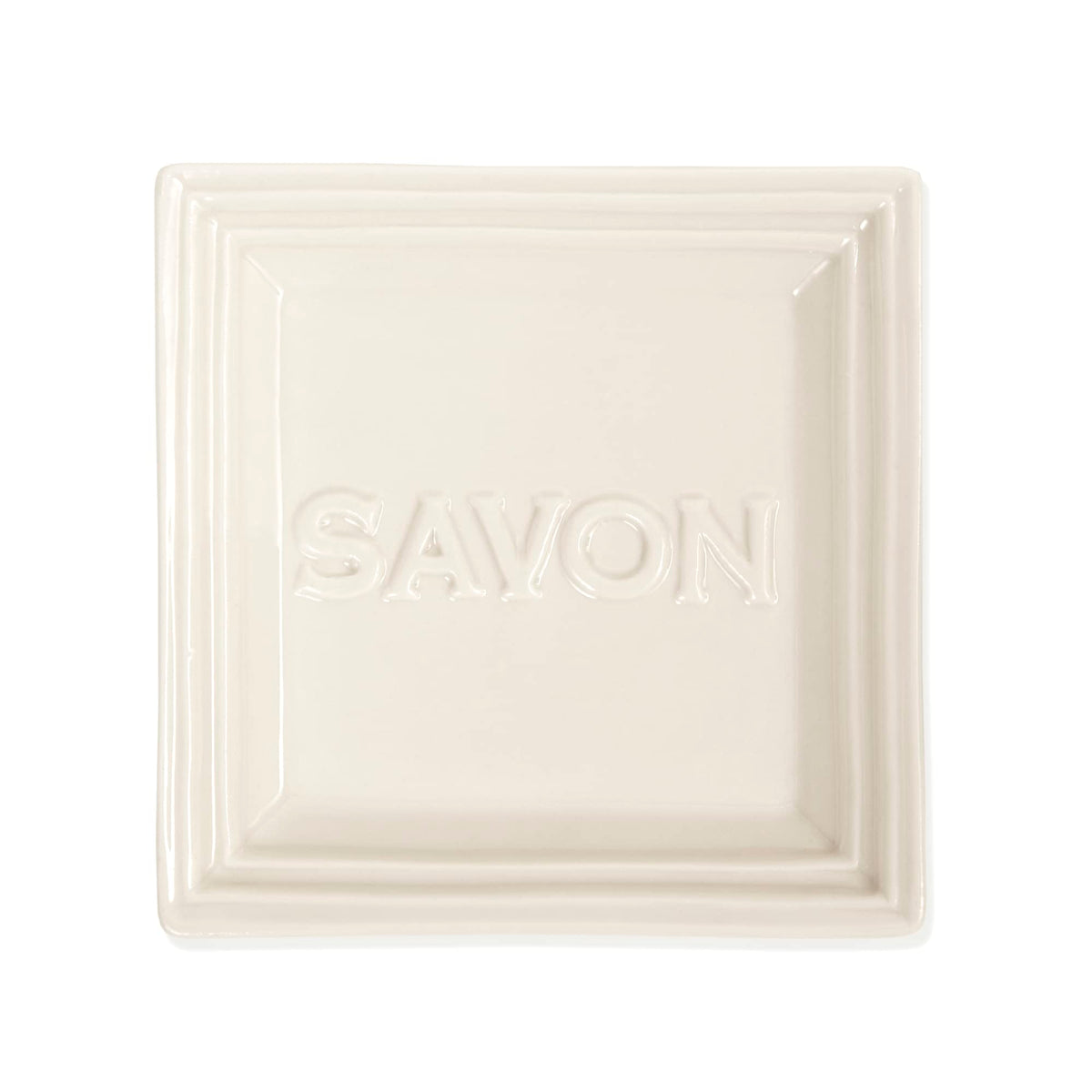 Pre de Provence Marseille Olive Oil Ceramic Soap Dish, Keeps Bar Dry and Protects Countertops, 4.3" Square