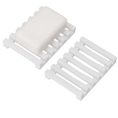 Slotted Silicone Soap Dish 2 Pcs, Self Draining Soap Holder with Raised Bar Design, Non Slip Soap Saver Tray, Quick Dry Soap Dish for Bathroom Kitchen Sink Shower, Black