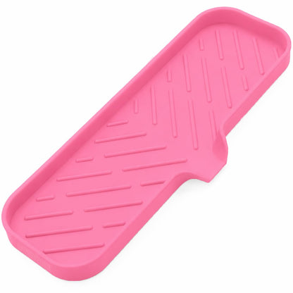 MicoYang Silicone Soap Dish with Drain Spout, Self-Draining Sink Organizer Tray for Bathroom and Kitchen, Sponges, Dispensers and Soap Holder, Non-Slip and Dishwasher Safe, White (Compact, 4.9"×3.2")