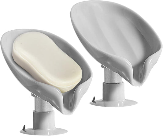 2 Pack Suction Soap Dish for Shower, No-Drill Drain Holder, Removable