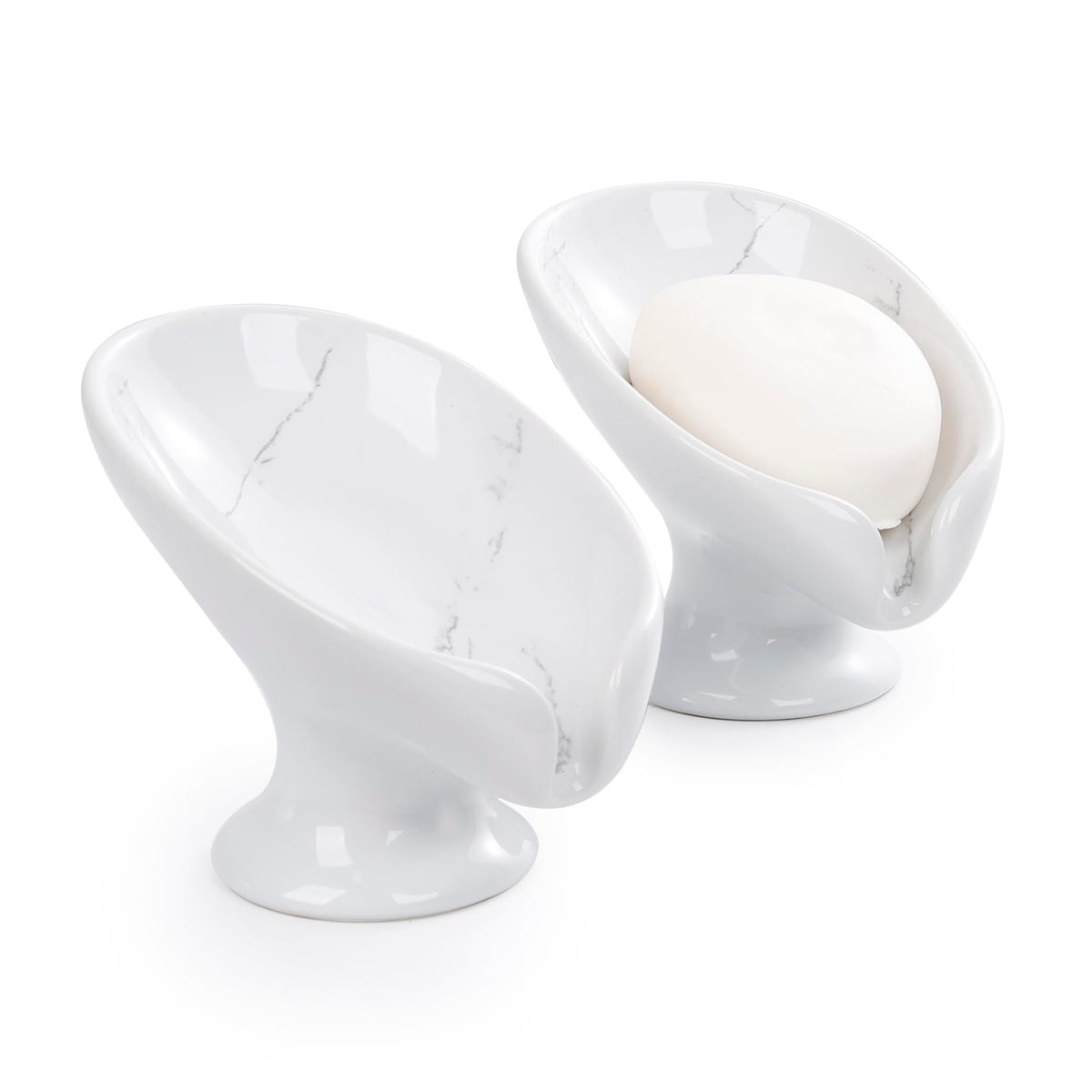 Soap Dish, Self Draining Bar Soap Holder for Bathroom Sink, Leaf Shaped Drainage Ceramic Speckled Soap Dish Porcelain Decorative Soap Dishes, ANTIS'S HOME