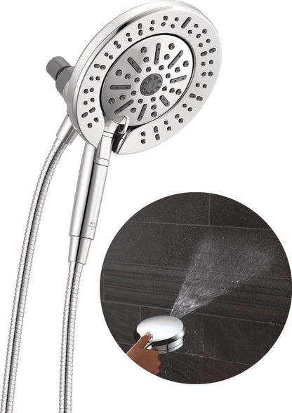 Delta 6-Setting In2ition 2-in-1 Dual Shower Head with Handheld High Pressure ProClean Spray, Brushed Nickel Detachable Shower Head with Hose, 1.75 GPM Flow Rate, Satin Nickel 75655SN