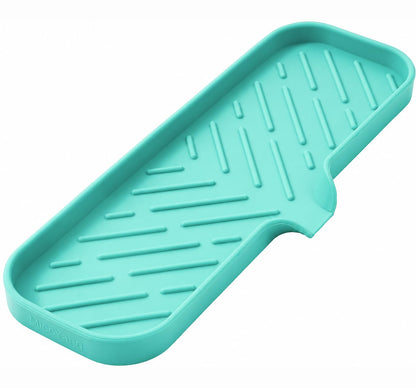 MicoYang Silicone Soap Dish with Drain Spout, Self-Draining Sink Organizer Tray for Bathroom and Kitchen, Sponges, Dispensers and Soap Holder, Non-Slip and Dishwasher Safe, White (Compact, 4.9"×3.2")