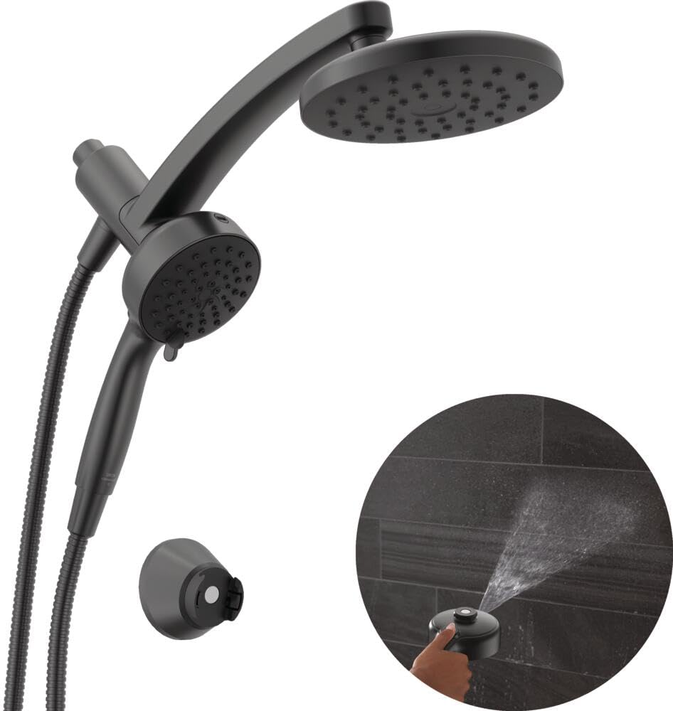 Delta 6-Setting PivotPro 3-in-1 Combination Shower Head with ProClean Spray, Brushed Nickel Round Shower Head Rainfall with Handheld Spray, 1.75 GPM, SpotShield Brushed Nickel 75649SN