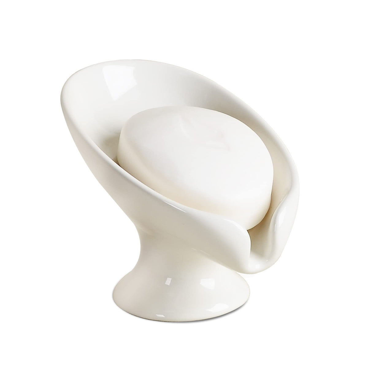 Soap Dish, Self Draining Bar Soap Holder for Bathroom Sink, Leaf Shaped Drainage Ceramic Speckled Soap Dish Porcelain Decorative Soap Dishes, ANTIS'S HOME