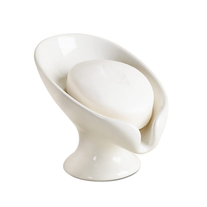 Soap Dish, Self Draining Bar Soap Holder for Bathroom Sink, Leaf Shaped Drainage Ceramic Speckled Soap Dish Porcelain Decorative Soap Dishes, ANTIS'S HOME
