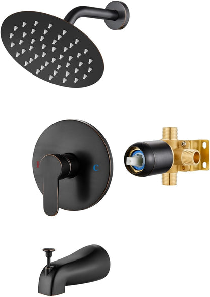 Airuida Shower Faucet Set with Tub Spout,6" Bathtub Faucet-Matte Black