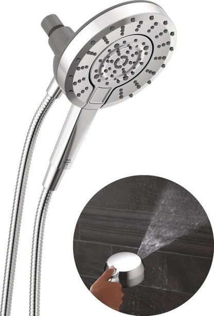 Delta 6-Setting In2ition 2-in-1 Dual Shower Head with Handheld High Pressure ProClean Spray, Brushed Nickel Detachable Shower Head with Hose, 1.75 GPM Flow Rate, Satin Nickel 75655SN