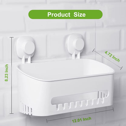 LUXEAR Suction Cup Shower Caddy, No Drilling Shower Caddy, White