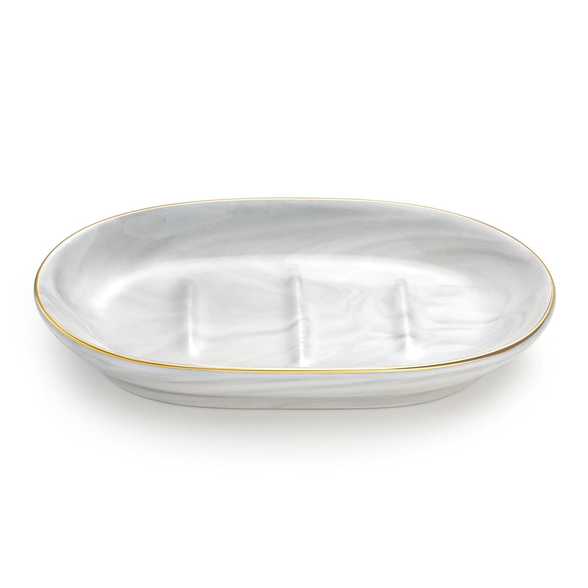 Luxspire Oval Soap Dish, Resin soap Holder for Bathroom, Gravel White