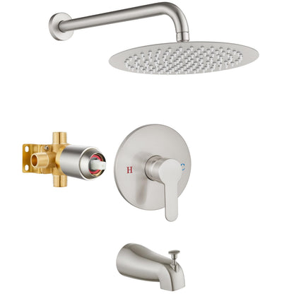 Airuida Shower Faucet Set with Tub Spout,6" Bathtub Faucet-Matte Black