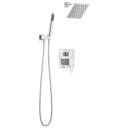 Delta Modern Square Shower System Faucet Set, Brushed Gold 6.5-inch Shower Head and Handle Set, Valve Trim Kit, Champagne Bronze T342703-CZ (Valve Not Included)