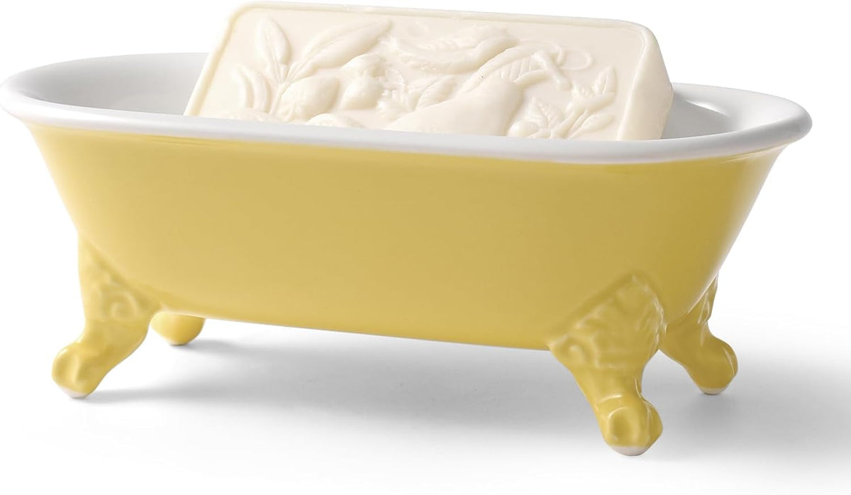6.5" Mini Clawfoot Bathtub Soap Dish,Bar Soap Holder,Yellow