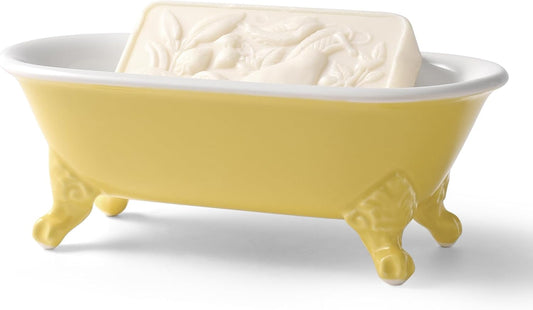 6.5" Mini Clawfoot Bathtub Soap Dish,Bar Soap Holder,Yellow