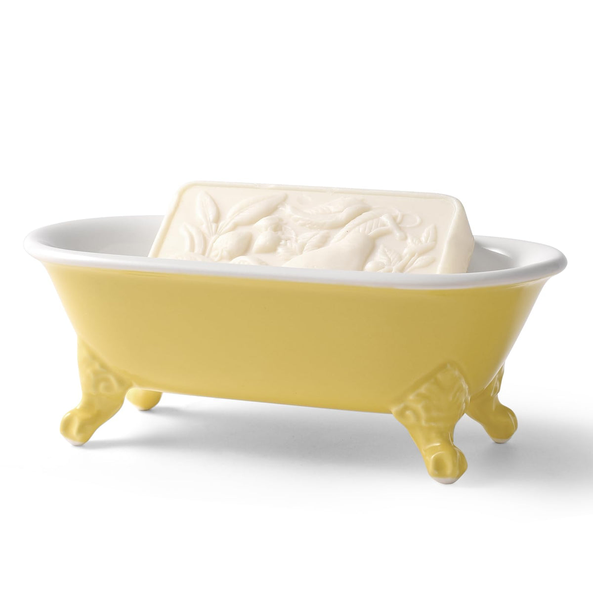6.5" Mini Clawfoot Bathtub Soap Dish,Bar Soap Holder,Yellow