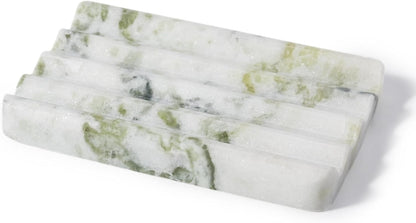 Karibiber Marble Soap Dish, Large Stone Bar Soap Holder Shower, Green Bathroom Soaps Saver, Easy Cleaning Natural Stone Sponge Holder for Kitchen Sink, Executive Jewelry Ring Tray