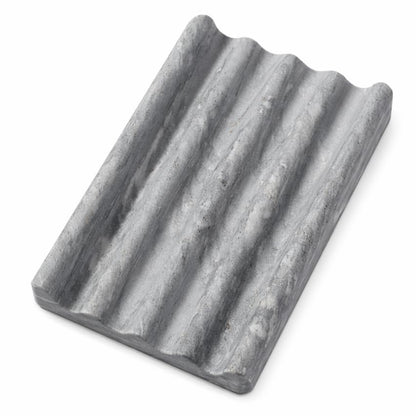 Koville African Natural Marble Soap Dish for Shower, Stone Soap Tray for Bathroom, Bar Soap Holder for Sink, Stripe Grooves Soap Saver Stone Dish Keep Bars Dry Easy Clean (Namib Bianco)