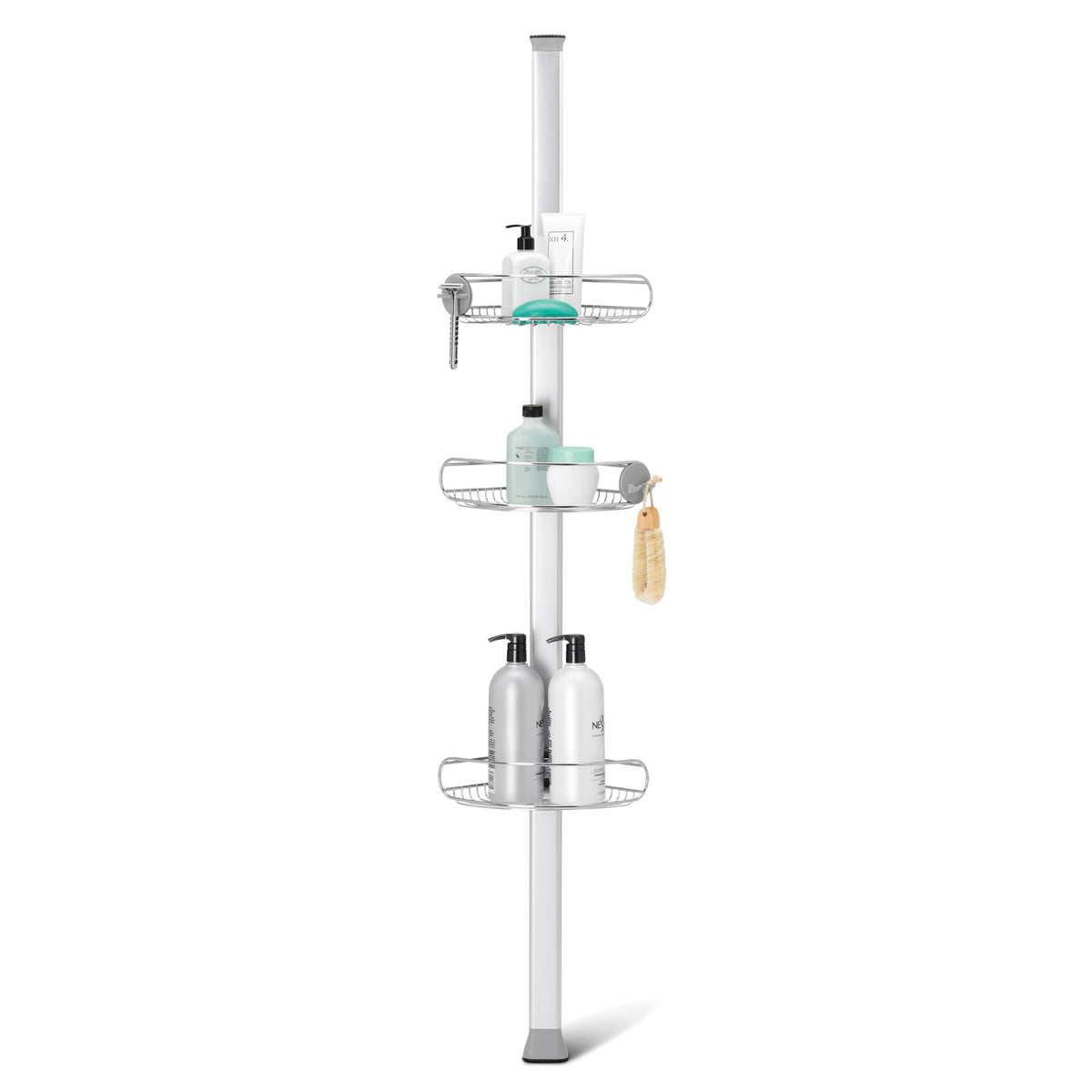 simplehuman 8' Tension Pole Shower Caddy, Stainless Steel and Anodized Aluminum