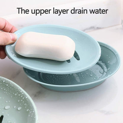 WYOK 2-Pack Soap Dish Plastic Soap Holder with Drainage for Shower (White)