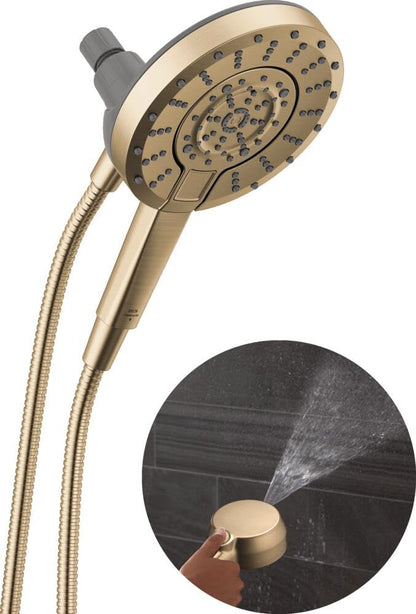 Delta 6-Setting In2ition 2-in-1 Dual Shower Head with Handheld High Pressure ProClean Spray, Brushed Nickel Detachable Shower Head with Hose, 1.75 GPM Flow Rate, Satin Nickel 75655SN