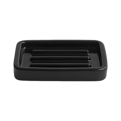 Matte Ceramic Soap Dish with Raised Ridges, Rectangle Bar Soap Holder for Bathroom Counter, Shower and Kitchen Sink, White