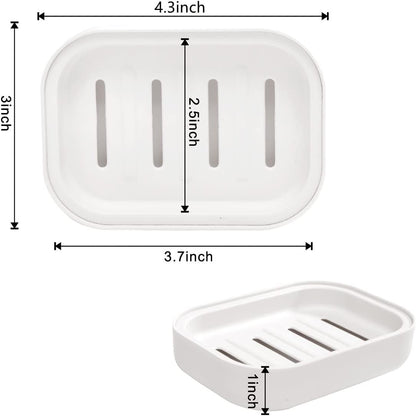 4 Pack Plastic Soap Dish, Soap Container, Double Layer Draining Soap Holder for Shower, Bathroom or Kitchen, C-0060