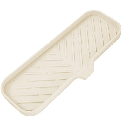 MicoYang Silicone Soap Dish with Drain Spout, Self-Draining Sink Organizer Tray for Bathroom and Kitchen, Sponges, Dispensers and Soap Holder, Non-Slip and Dishwasher Safe, White (Compact, 4.9"×3.2")
