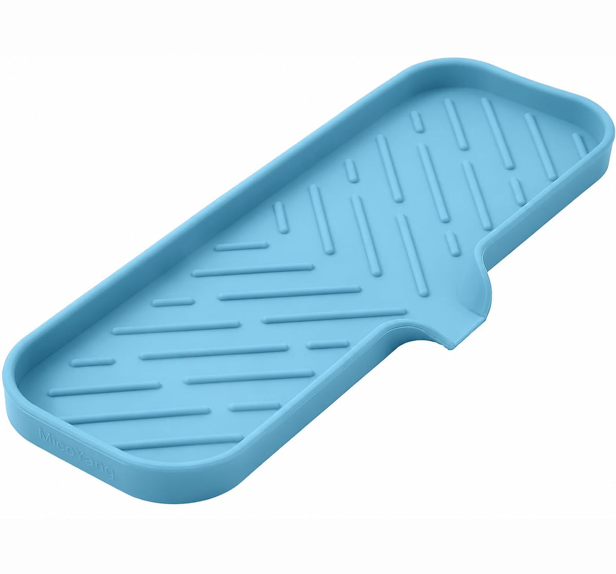 MicoYang Silicone Soap Dish with Drain Spout, Self-Draining Sink Organizer Tray for Bathroom and Kitchen, Sponges, Dispensers and Soap Holder, Non-Slip and Dishwasher Safe, White (Compact, 4.9"×3.2")