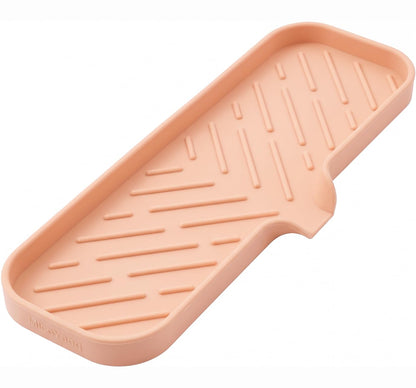 MicoYang Silicone Soap Dish with Drain Spout, Self-Draining Sink Organizer Tray for Bathroom and Kitchen, Sponges, Dispensers and Soap Holder, Non-Slip and Dishwasher Safe, White (Compact, 4.9"×3.2")
