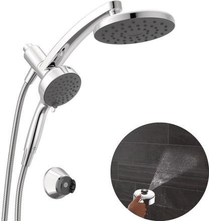 Delta 6-Setting PivotPro 3-in-1 Combination Shower Head with ProClean Spray, Brushed Nickel Round Shower Head Rainfall with Handheld Spray, 1.75 GPM, SpotShield Brushed Nickel 75649SN