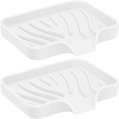 2PCS Self Draining Soap Holder,Spofit Silicone Soap Dish, Suitable for for Kitchen, Bathroom, Shower, Bath Tub,Soap Container (Beige)
