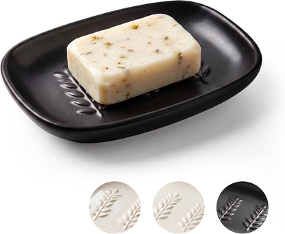 Ceramic Soap Dish for Bathroom, Decorative Bar Soap Holder
