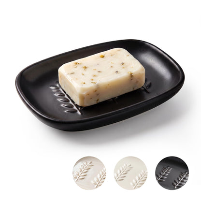 Ceramic Soap Dish for Bathroom, Decorative Bar Soap Holder